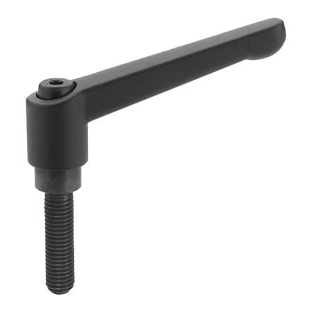 J.W. Winco Die Cast Adjustable Lever - M6 x 1.0 - 30mm Handle - 32mm Stud - Black - J.W. Winco GN300 6N32A19K